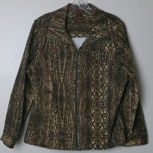 Multiples Brown Snakeskin Print Jacket size XL